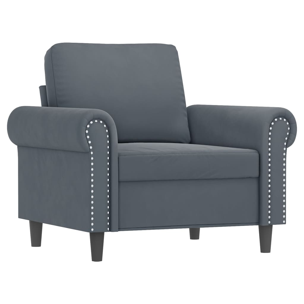 Vidaxl sillón de terciopelo gris oscuro 60 cm