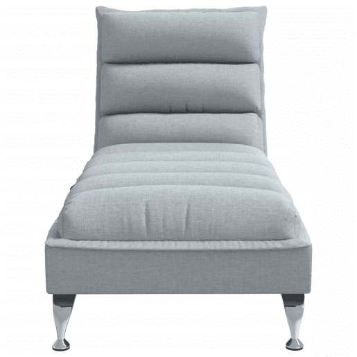 vidaXL Chaise lounge de massagem com almofadões tecido cinzento-claro