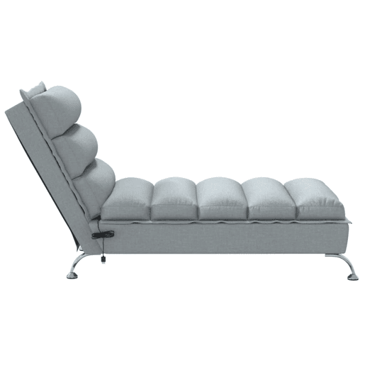 vidaXL Chaise lounge de massagem com almofadões tecido cinzento-claro