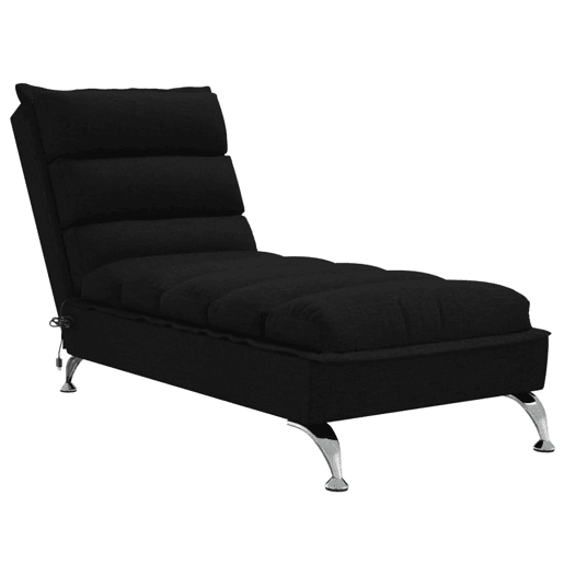 vidaXL Chaise lounge de massagem com almofadões tecido preto vidaXL Chaise lounge de massagem com almofadões tecido preto