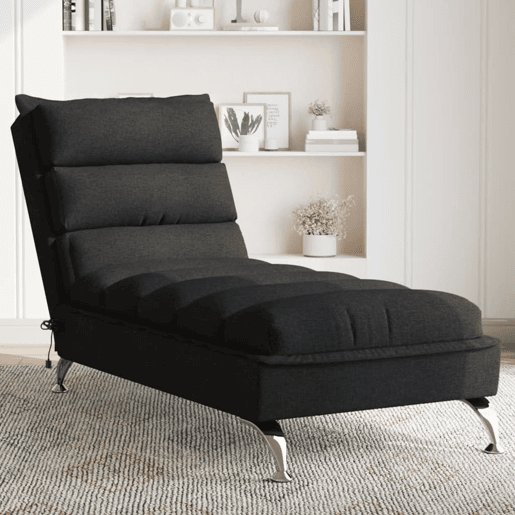 vidaXL Chaise lounge de massagem com almofadões tecido preto vidaXL Chaise lounge de massagem com almofadões tecido preto