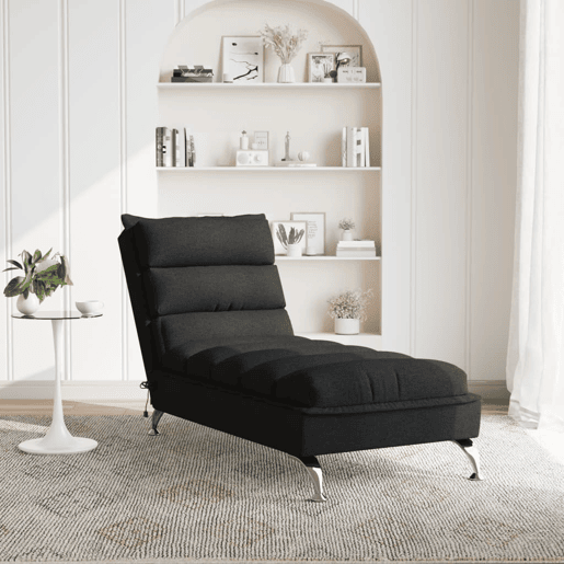 vidaXL Chaise lounge de massagem com almofadões tecido preto vidaXL Chaise lounge de massagem com almofadões tecido preto