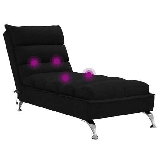 vidaXL Chaise lounge de massagem com almofadões tecido preto vidaXL Chaise lounge de massagem com almofadões tecido preto