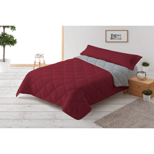 Edredão Enchimento 300gr Cama Reversível Bicolor 90cm (150x220cm) Granate Cinza Donegal Collections Edredão Enchimento 300gr Cama Reversível Bicolor 90cm (150x220cm) Granate Cinza Donegal Collections