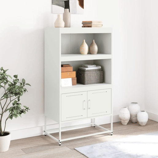 vidaXL Aparador alto 68,5x38,5x123,5 cm aço branco