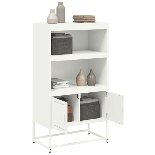 vidaXL Aparador alto 68,5x38,5x123,5 cm aço branco