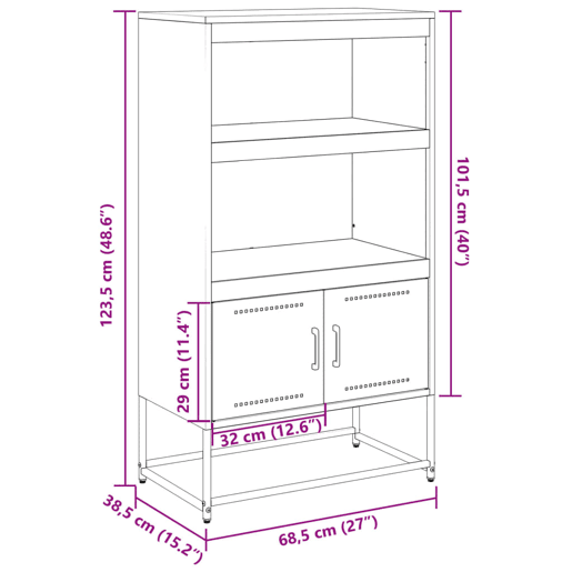 vidaXL Aparador alto 68,5x38,5x123,5 cm aço branco
