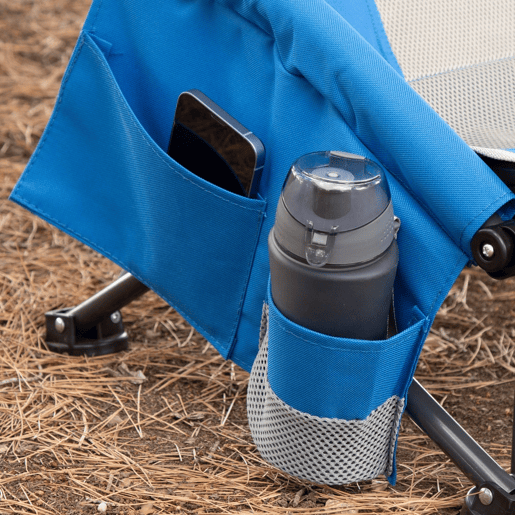 Aktive Cadeira dobrável azul baixa e respirável cbolso e suporte para copos