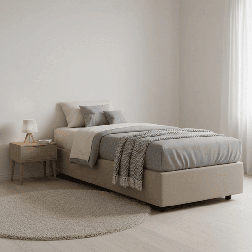 Cama de solteiro de tecido