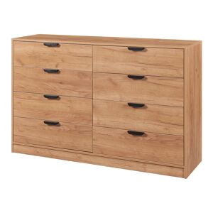 Aparador Varkaus com 8 gavetas MDF 90x140x40 cm - Carvalho en.casa.