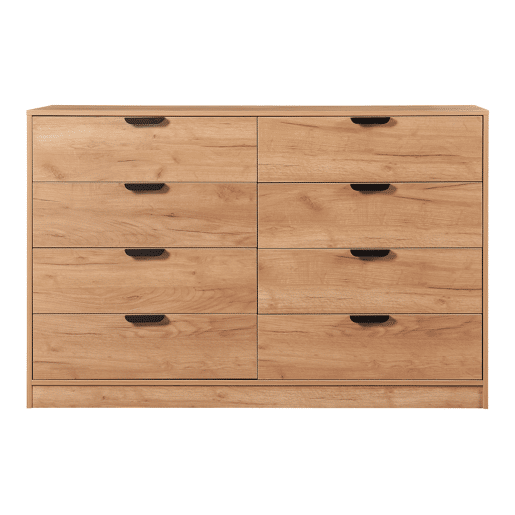 Aparador Varkaus com 8 gavetas MDF 90x140x40 cm - Carvalho en.casa.