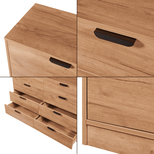 Aparador Varkaus com 8 gavetas MDF 90x140x40 cm - Carvalho en.casa.