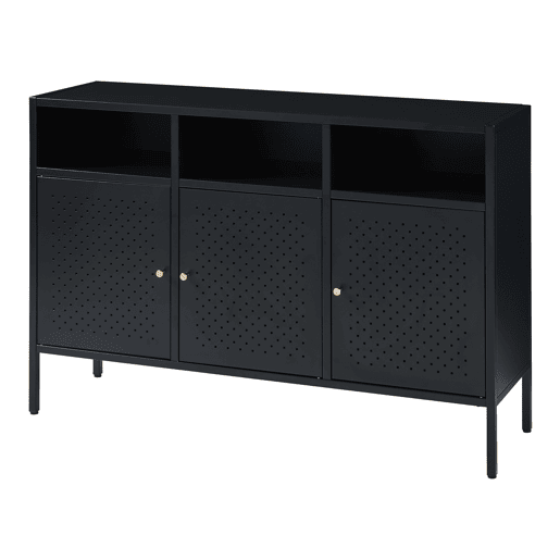Aparador de aço Janakkala com 3 portas 119x35x80 cm - Preto en.casa