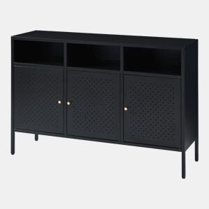 Aparador de aço Janakkala com 3 portas 119x35x80 cm - Preto en.casa