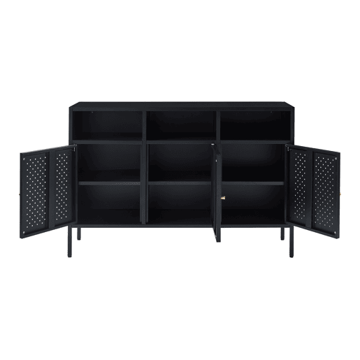 Aparador de aço Janakkala com 3 portas 119x35x80 cm - Preto en.casa