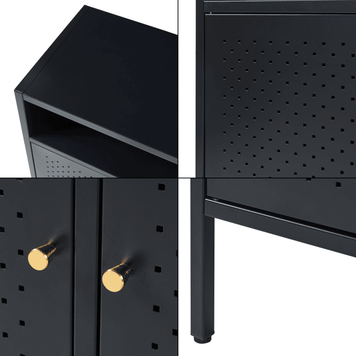 Aparador de aço Janakkala com 3 portas 119x35x80 cm - Preto en.casa