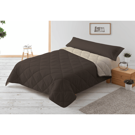 Edredão Enchimento 300gr Cama Reversível Bicolor 90cm (150x220cm) Visón  Bege Donegal Collections