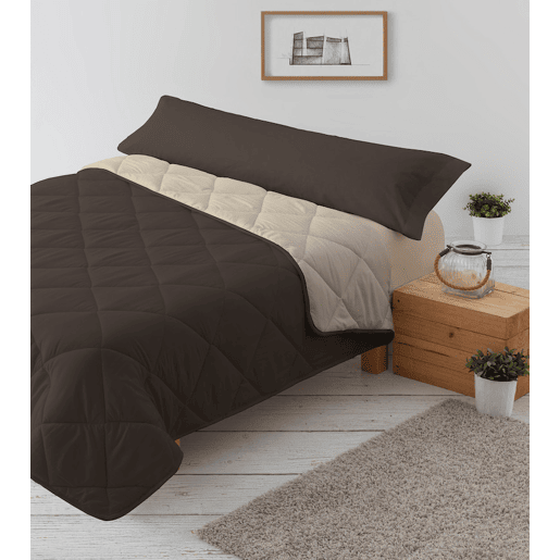 Edredão Enchimento 300gr Cama Reversível Bicolor 90cm (150x220cm) Visón  Bege Donegal Collections