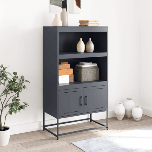 vidaXL Aparador alto 68,5x38,5x123,5 cm aço antracite