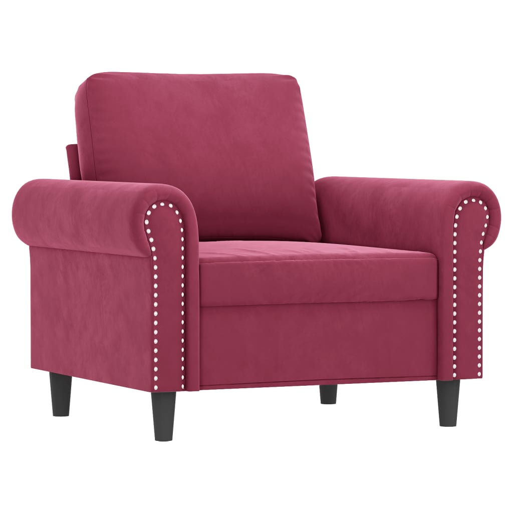 Vidaxl sillón de terciopelo rojo tinto 60 cm