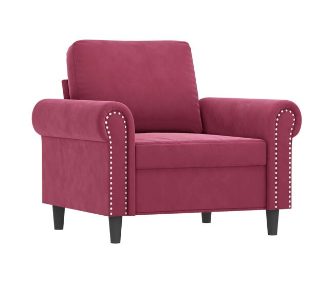 Vidaxl sillón de terciopelo rojo tinto 60 cm