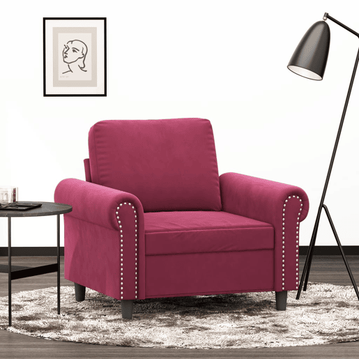 vidaXL Poltrona 60 cm veludo vermelho-tinto
