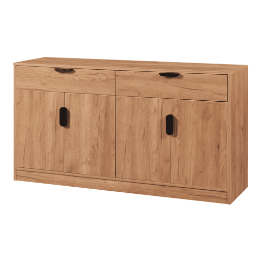 Aparador Varkaus 2 gavetas + 4 portas MDF 75x140x40 cm - Carvalho en.casa.