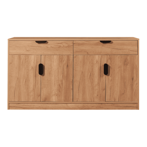 Aparador Varkaus 2 gavetas + 4 portas MDF 75x140x40 cm - Carvalho en.casa.