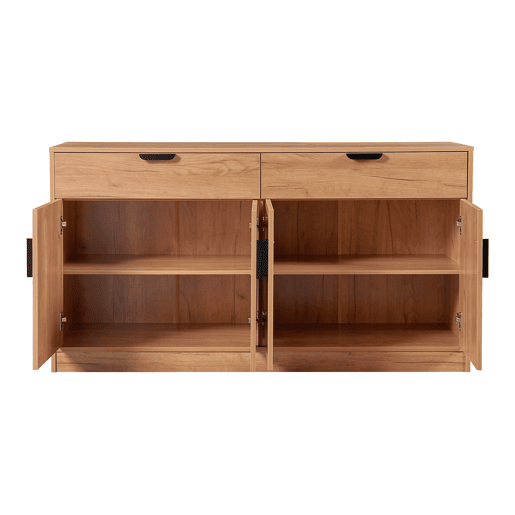 Aparador Varkaus 2 gavetas + 4 portas MDF 75x140x40 cm - Carvalho en.casa.
