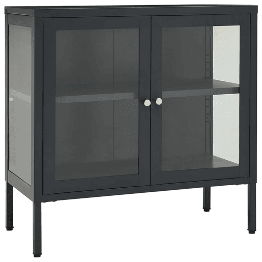 vidaXL Aparador 70x35x70 cm vidro e aço antracite