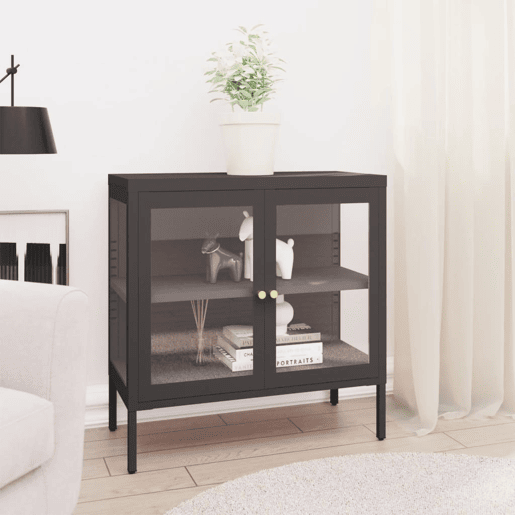 vidaXL Aparador 70x35x70 cm vidro e aço antracite