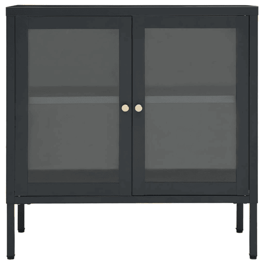 vidaXL Aparador 70x35x70 cm vidro e aço antracite