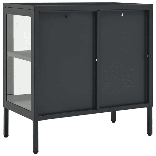 vidaXL Aparador 70x35x70 cm vidro e aço antracite