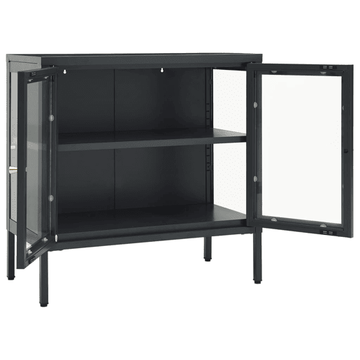 vidaXL Aparador 70x35x70 cm vidro e aço antracite