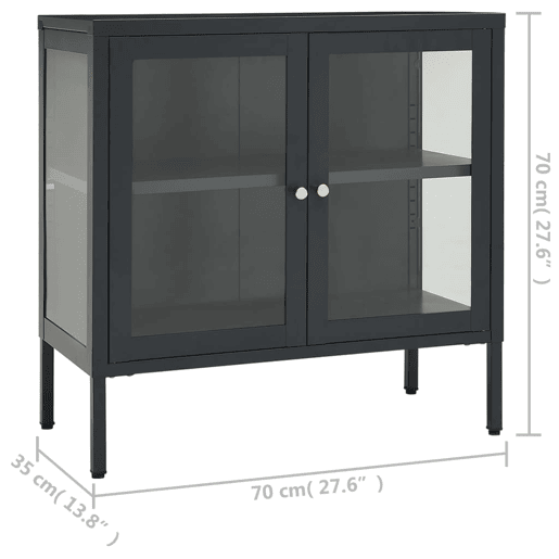 vidaXL Aparador 70x35x70 cm vidro e aço antracite