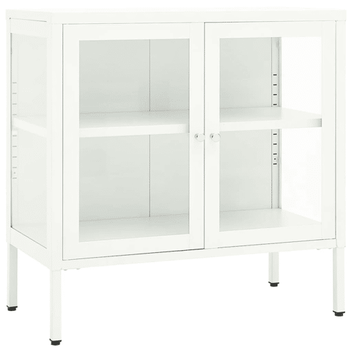 vidaXL Aparador 70x35x70 cm vidro e aço branco