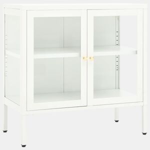 vidaXL Aparador 70x35x70 cm vidro e aço branco