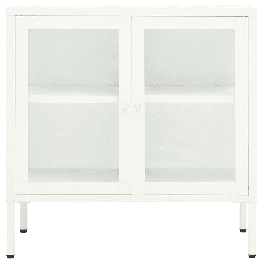 vidaXL Aparador 70x35x70 cm vidro e aço branco