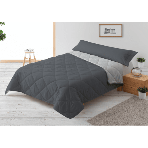 Edredão Enchimento 300gr Cama Reversível Bicolor 135cm (220x220cm) Cinza  Cinza Donegal Collections