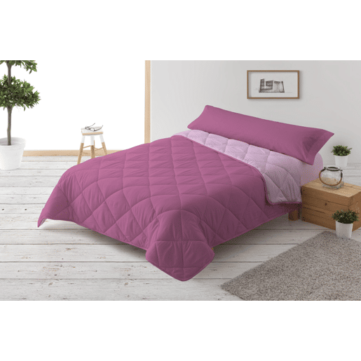 Edredão Enchimento 300gr Cama Reversível Bicolor 135cm (220x220cm) Rosa  Rosa Donegal Collections
