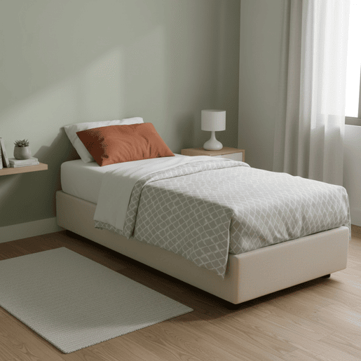 Cama de solteiro de tecido