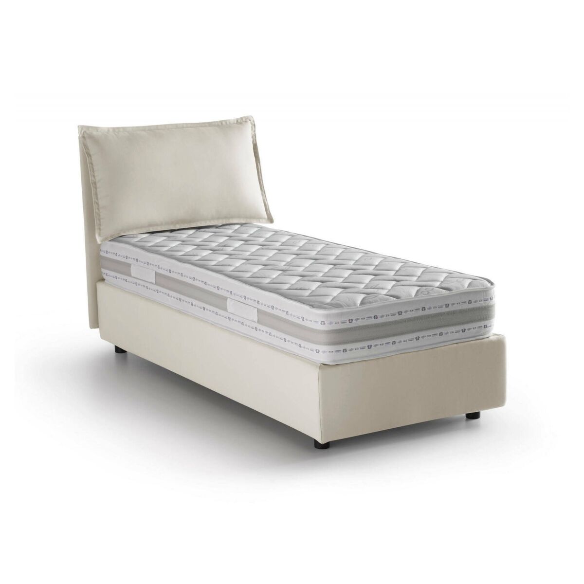 Cama de solteiro de tecido 95x205 Beige