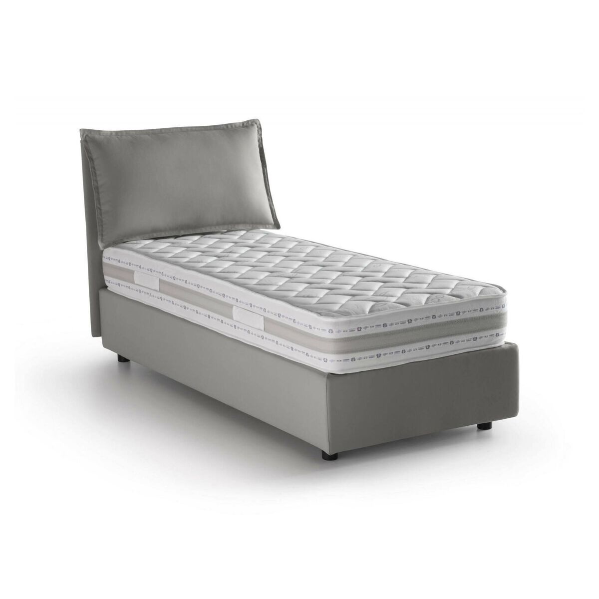 Cama de solteiro de tecido 95x205 Gris