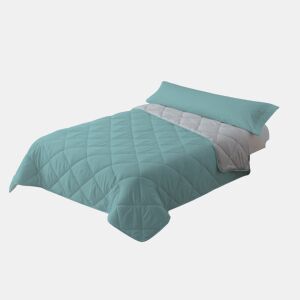 Edredão Enchimento 300gr Cama Reversível Bicolor 150cm (240x220cm) Aqua  Cinza Donegal Collections