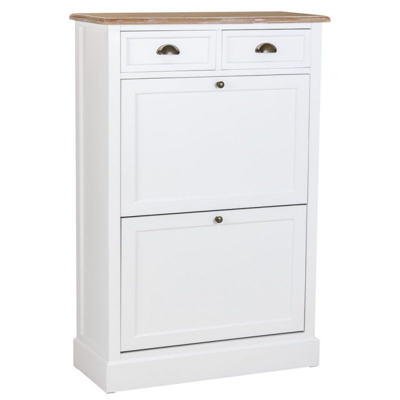 Mueble zapatero de madera en color blanco 120.5x33x80 cm