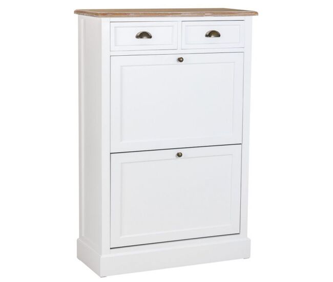 Mueble zapatero de madera en color blanco 120.5x33x80 cm