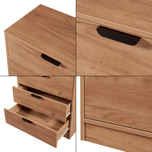 Aparador Varkaus com 4 gavetas MDF 90x70x40 cm - Carvalho en.casa.