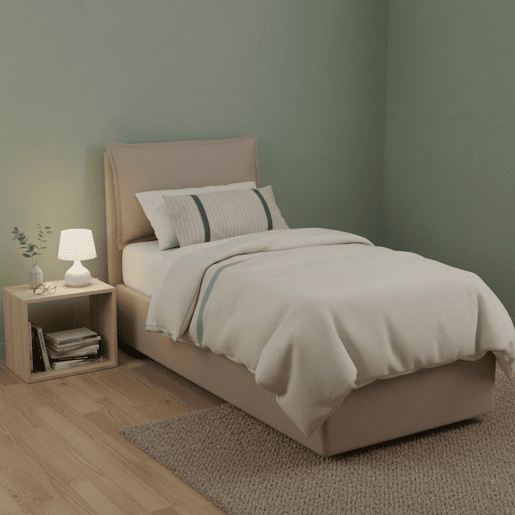 Cama de solteiro de tecido