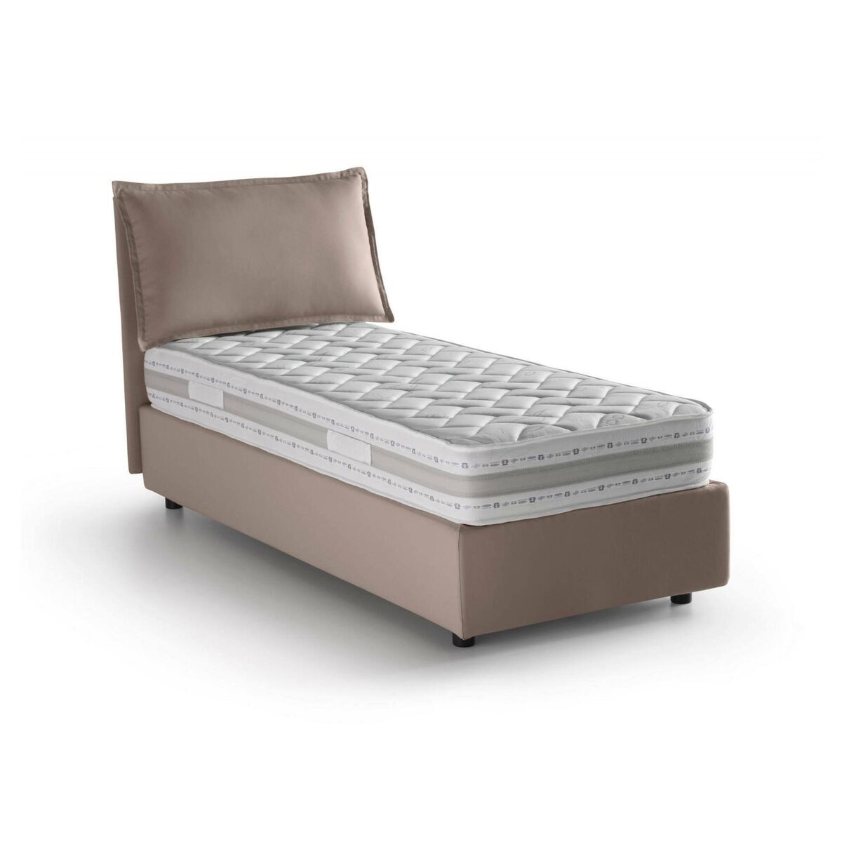 Cama de solteiro de tecido 95x205 Marrón Claro