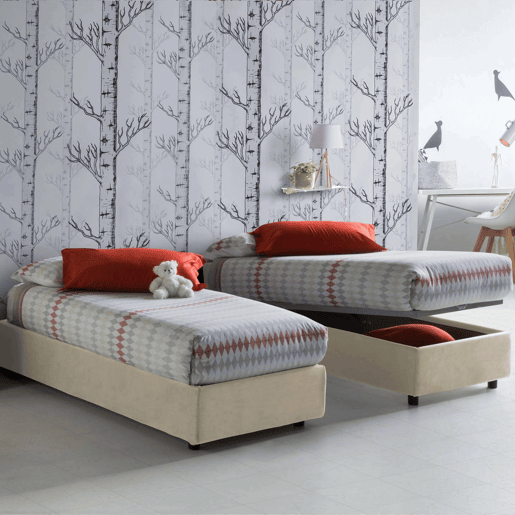 Cama de solteiro de tecido Cama de solteiro de tecido